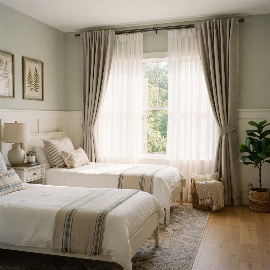 30 Twin Bedroom Ideas That Bring Fresh Style to Any Shared Space 14 Twin Bedroom Curtain Ideas