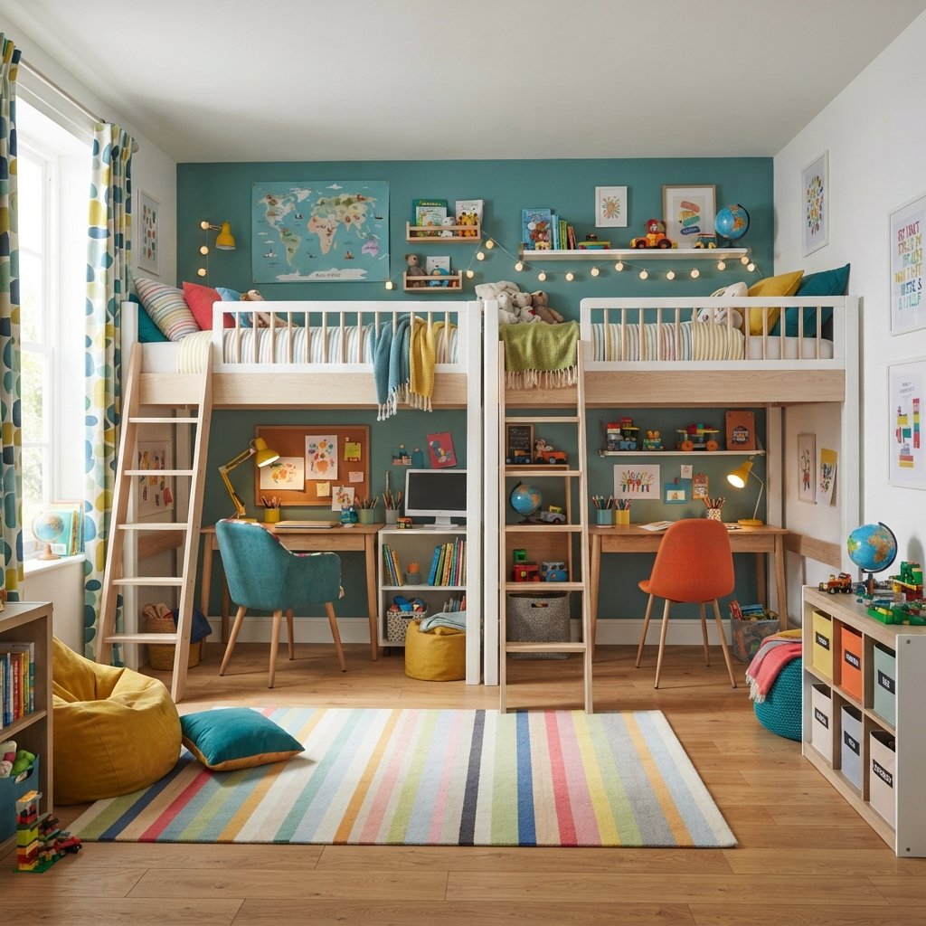 30 Twin Bedroom Ideas That Bring Fresh Style to Any Shared Space 17 Twin Bedroom Loft Bed Ideas