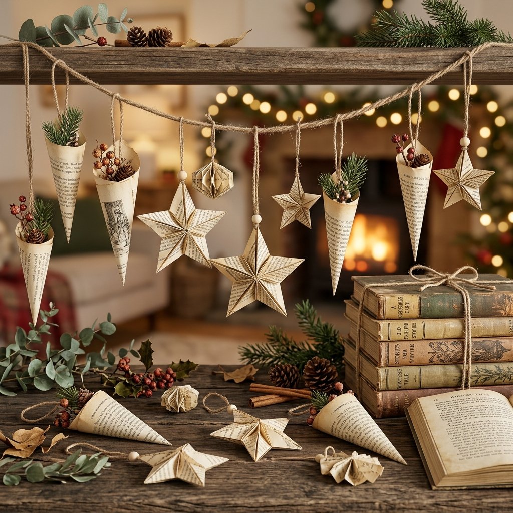 30 Vintage Christmas Decor Ideas That Bring Classic Holiday Charm to Your Home 25 Vintage Christmas Book Page Decor Ideas