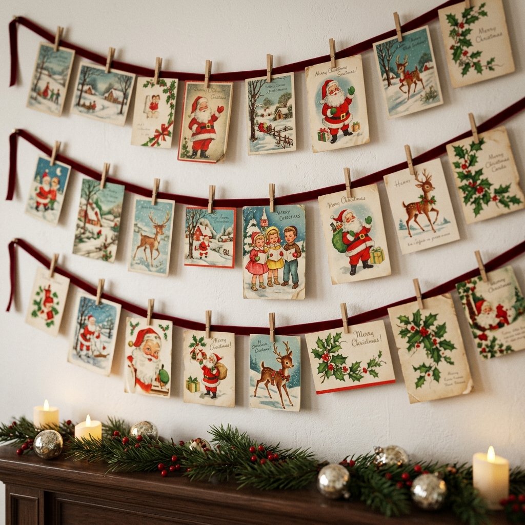 30 Vintage Christmas Decor Ideas That Bring Classic Holiday Charm to Your Home 14 Vintage Christmas Card Display Ideas