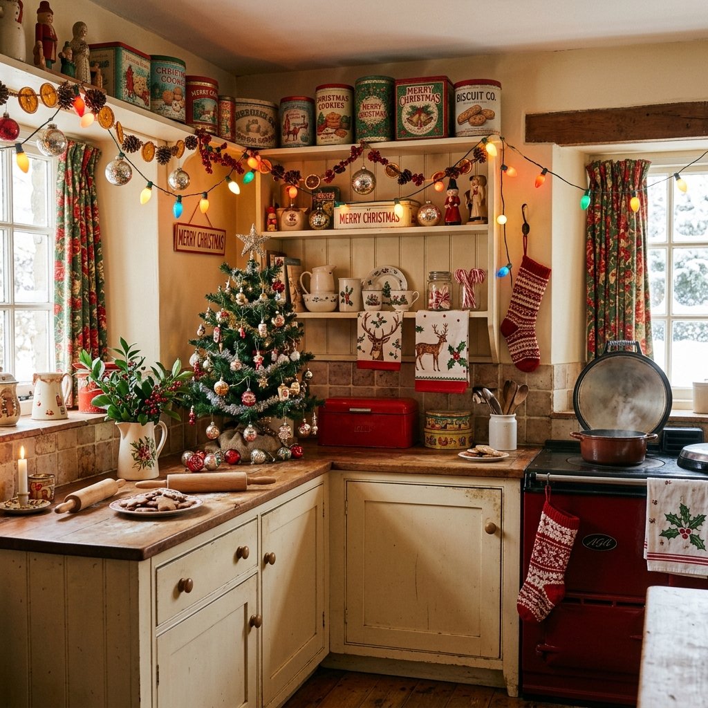 30 Christmas Kitchen Decor Ideas That Feel Warm and Magical 20 Vintage Christmas Kitchen Decor Ideas