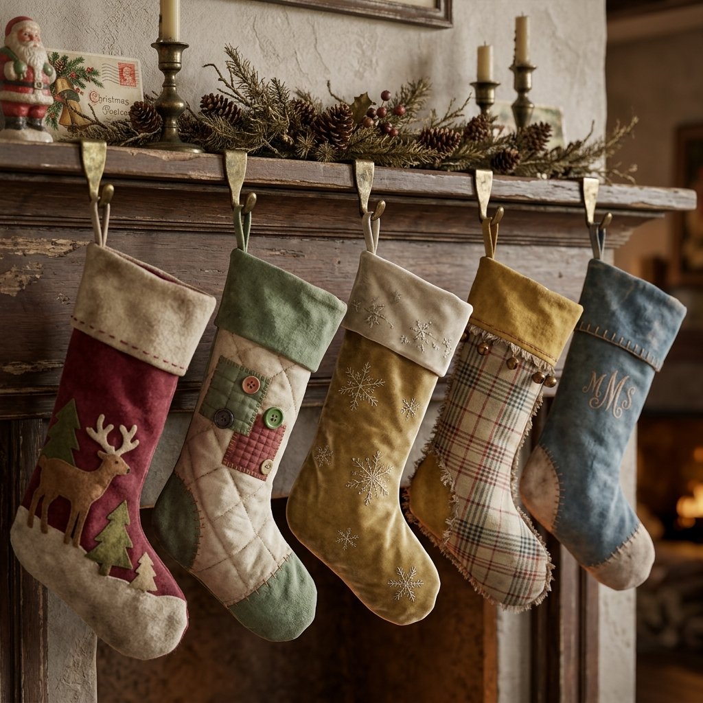 30 Vintage Christmas Decor Ideas That Bring Classic Holiday Charm to Your Home 18 Vintage Christmas Stocking Ideas