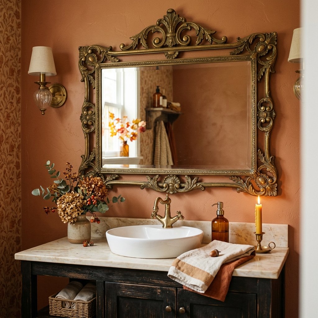 30 Fall Bathroom Decor Ideas Small Bathroom, Big Fall Vibes 20 Vintage Mirror Frame Ideas