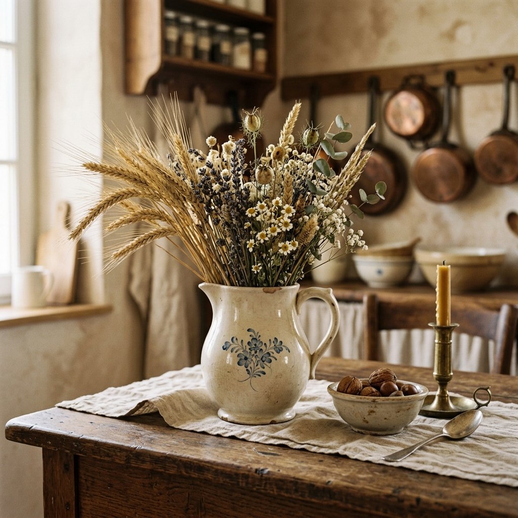 30 Fall Kitchen Table Decor Ideas: You'll Want to Copy 15 Vintage Pitcher Centerpiece Fall Kitchen Table Decor