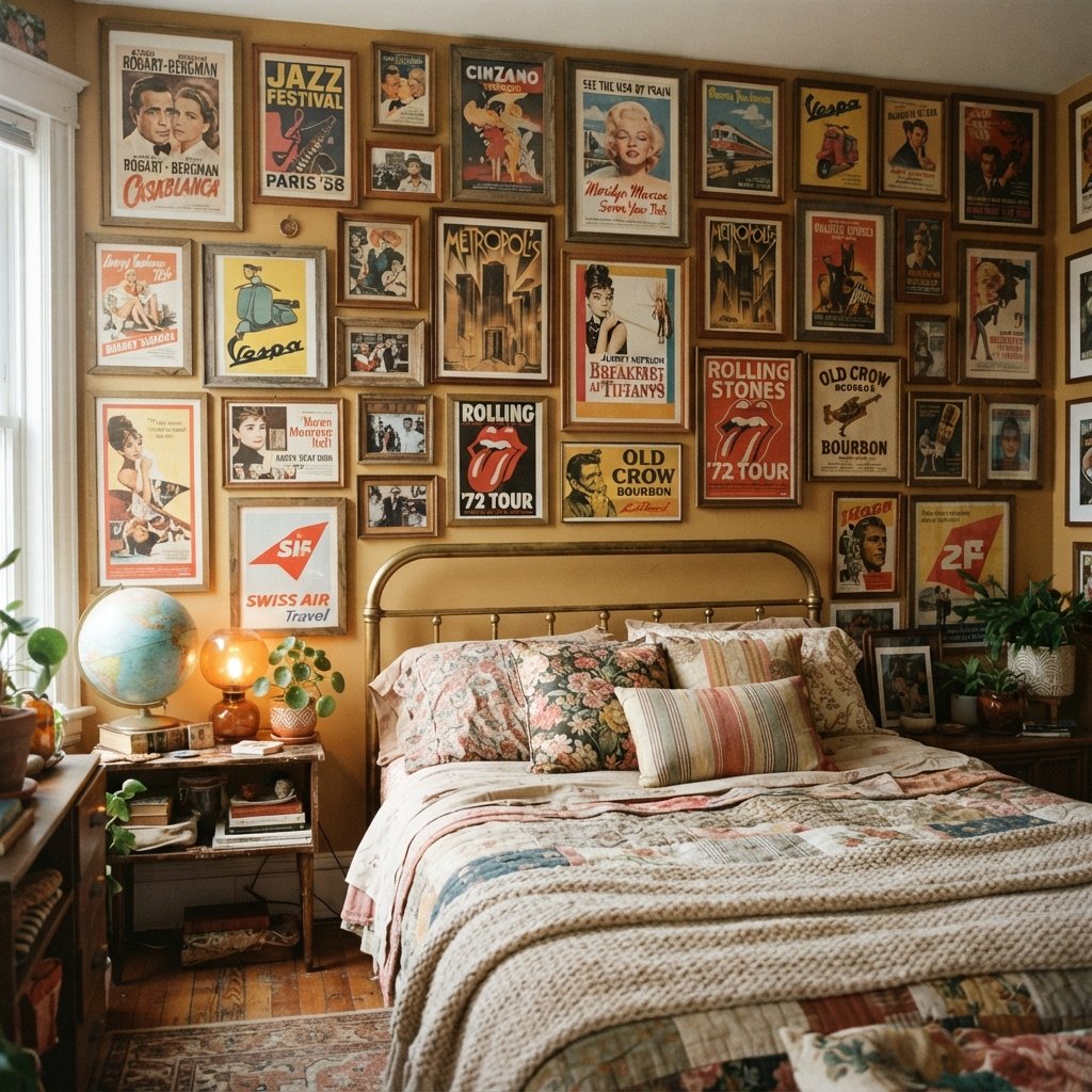 30 Wall Decor Ideas for Bedroom: Dreamy Looks to Save Now 11 Vintage Poster Wall Decor Ideas for Bedroom