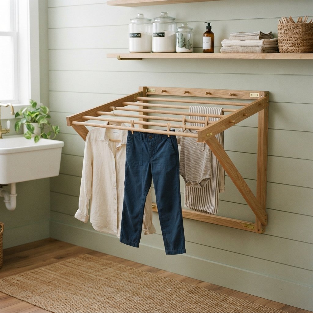 30 Tiny Laundry Room Ideas: That Prove Small Spaces Can Shine 14 Wall Mounted Drying Rack Tiny Laundry Ideas