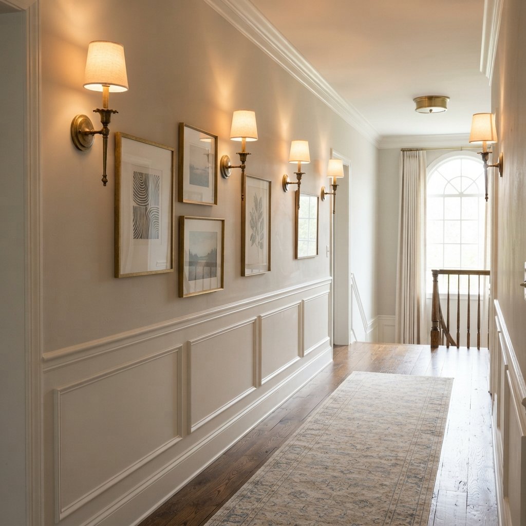 30 Beautiful Upstairs Hallway Ideas: To Transform Your Home Space 14 Wall Sconce Upstairs Hallway Ideas