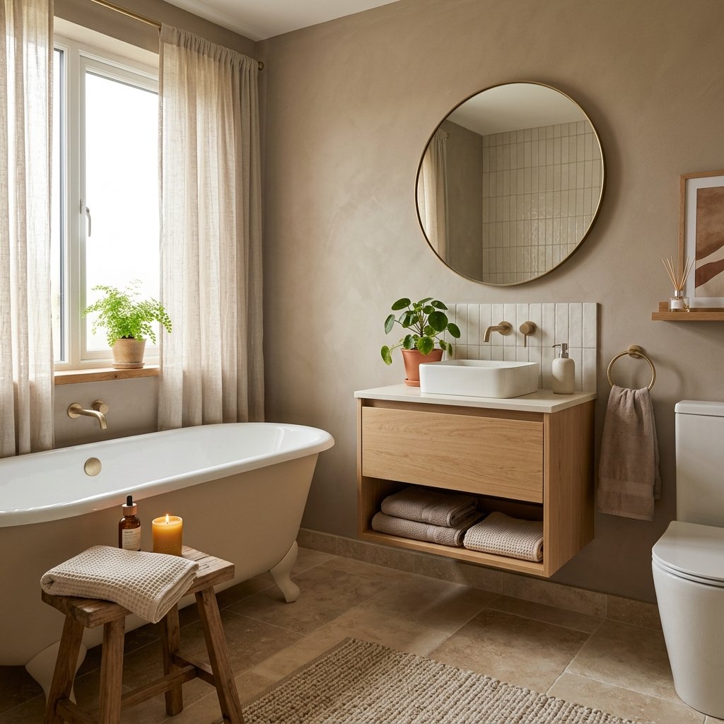 30 Fall Bathroom Aesthetic Ideas to Create a Dreamy Cozy Space 2 Warm Neutral Fall Bathroom Aesthetic Ideas