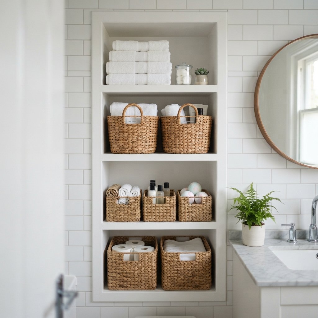 30 Stunning White Bathroom Ideas That Create a Bright & Luxurious Space 28 White Bathroom Storage Ideas