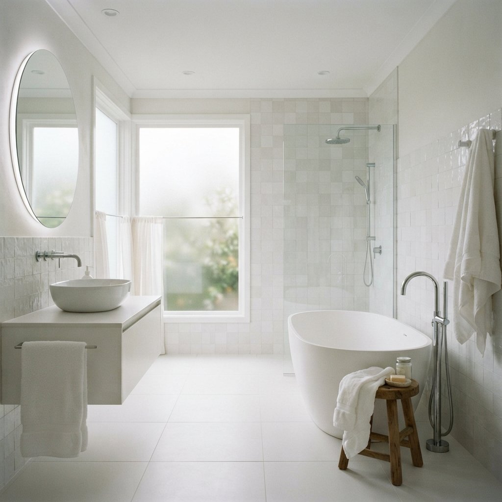 30 Stunning White Bathroom Ideas That Create a Bright & Luxurious Space 9 All White Bathroom Ideas