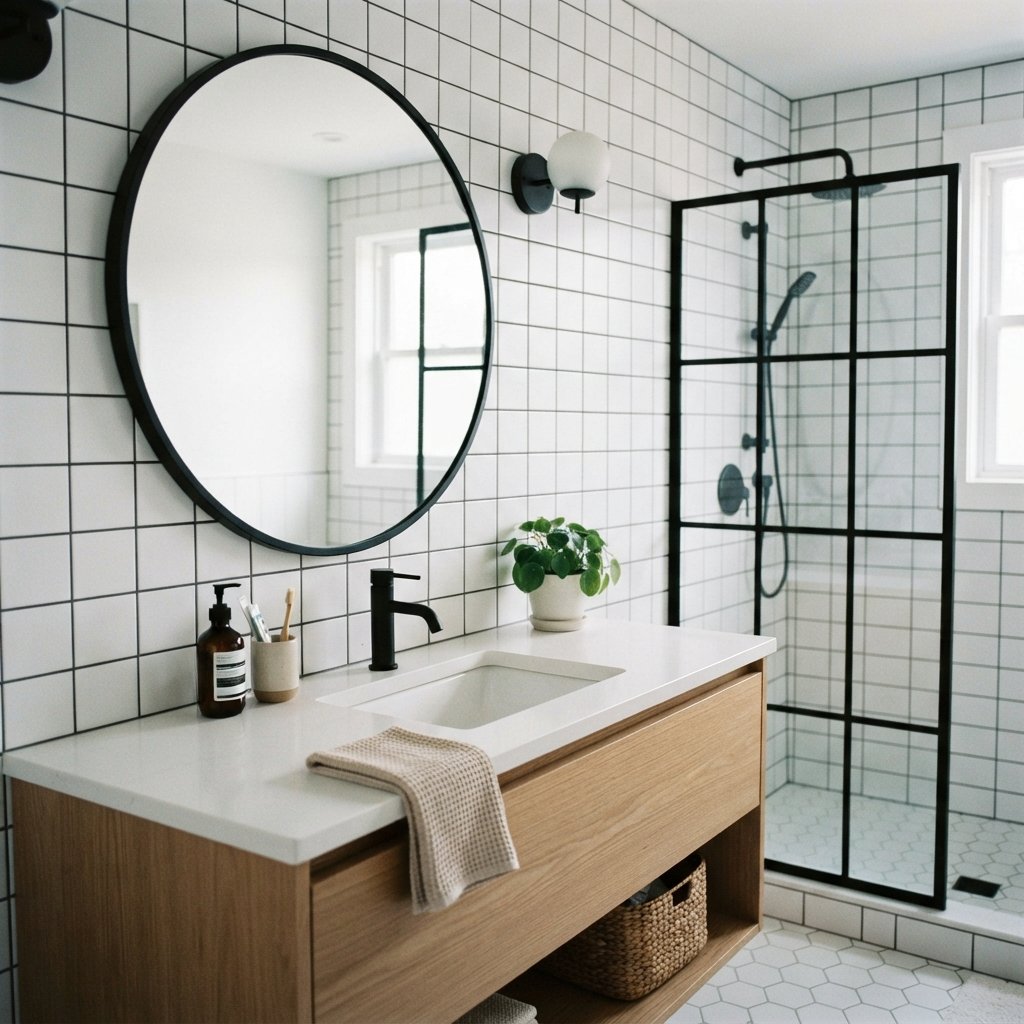 30 Stunning White Bathroom Ideas That Create a Bright & Luxurious Space 8 White and Black Bathroom Ideas