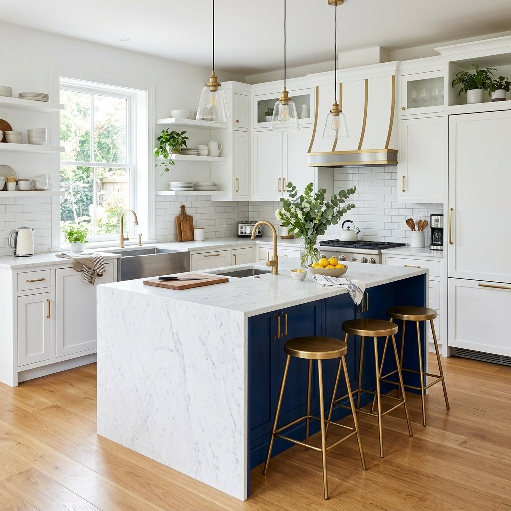 30 White Kitchen Cabinets Ideas to Brighten and Transform Your Space 8 White Kitchen Cabinet with Colored Island Ideas