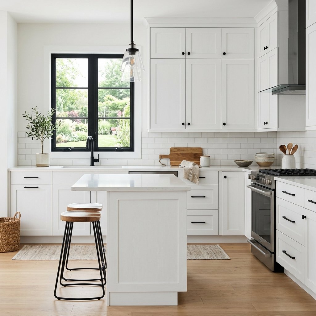30 White Kitchen Cabinets Ideas to Brighten and Transform Your Space 2 White Kitchen Cabinets with Black Hardware Ideas