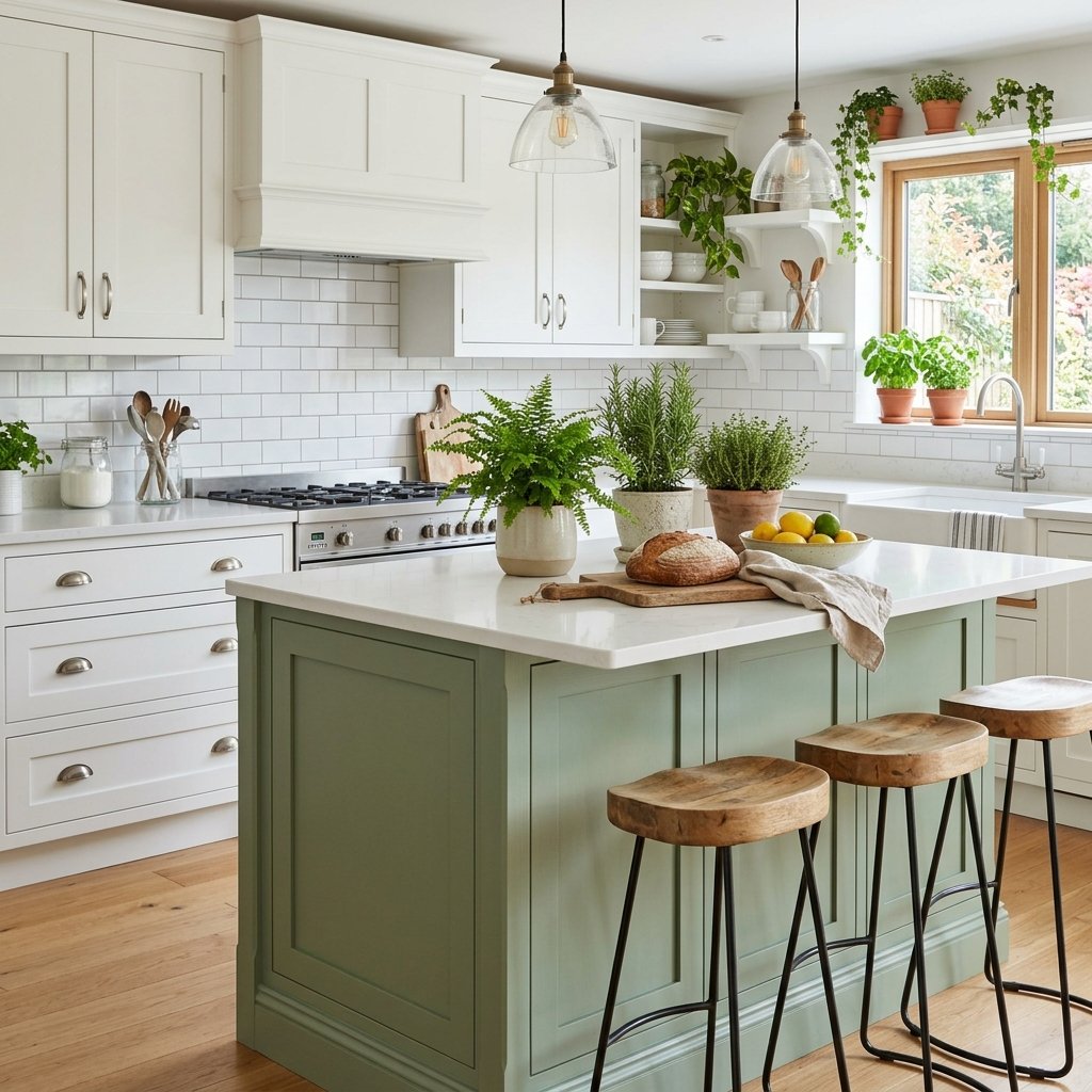30 White Kitchen Cabinets Ideas to Brighten and Transform Your Space 31 White Kitchen Cabinet with Green Accents Ideas