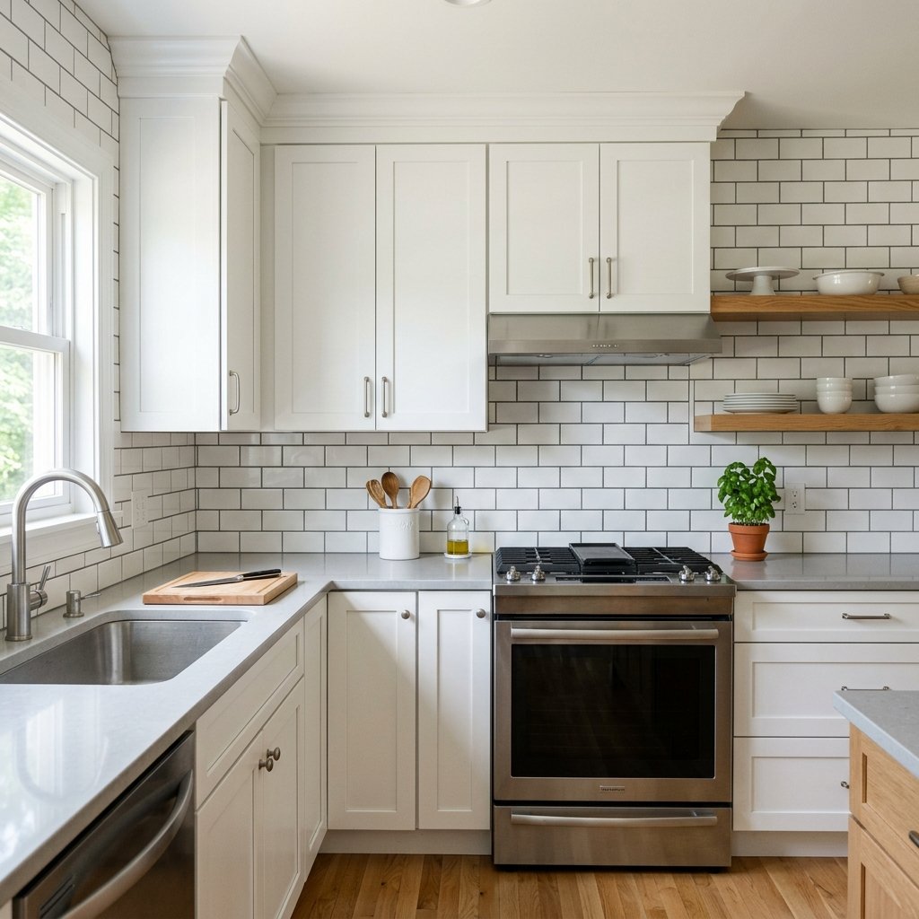 30 White Kitchen Cabinets Ideas to Brighten and Transform Your Space 16 White Kitchen Cabinets with Subway Tile Backsplash Ideas