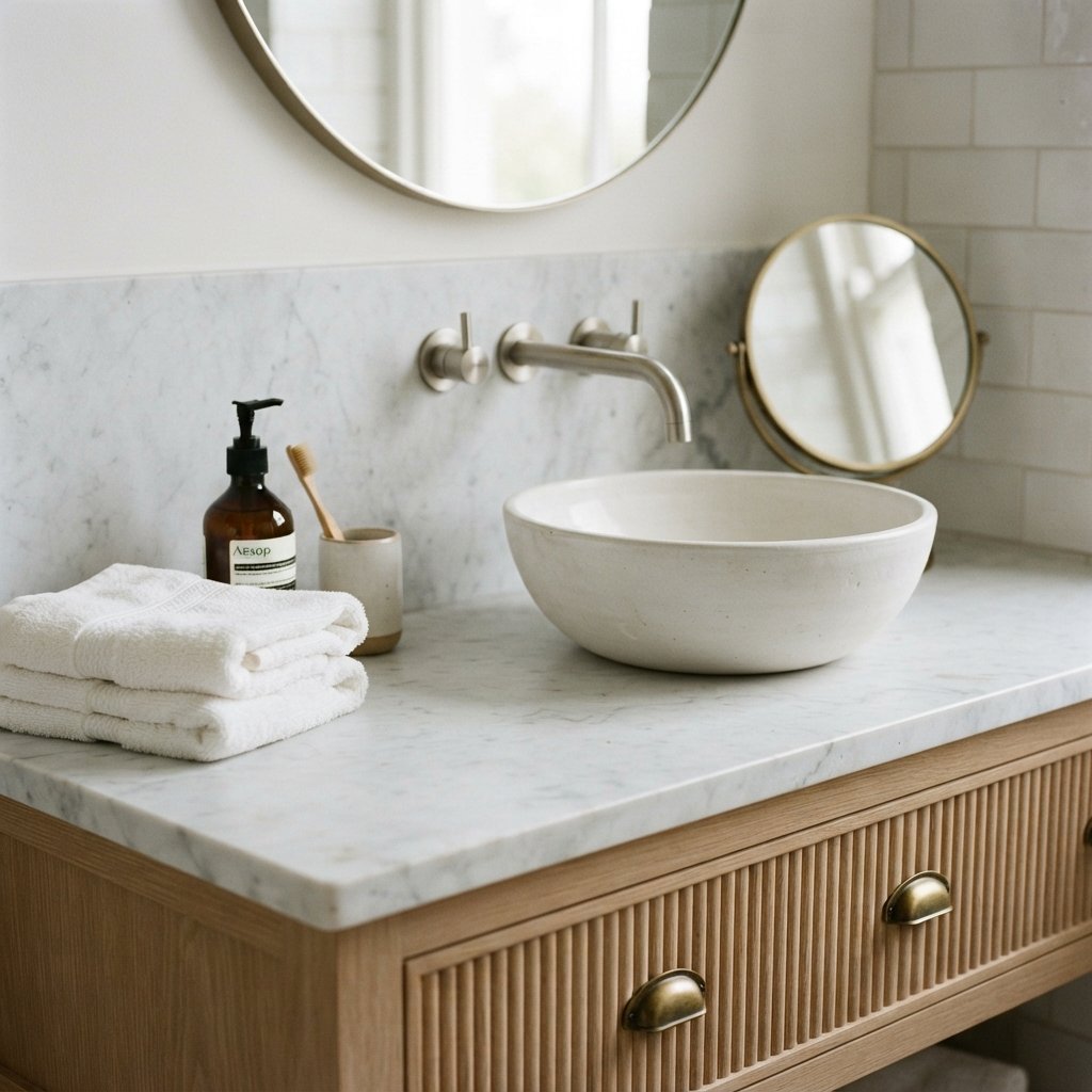 30 Stunning White Bathroom Ideas That Create a Bright & Luxurious Space 27 Countertop White Bathroom Ideas