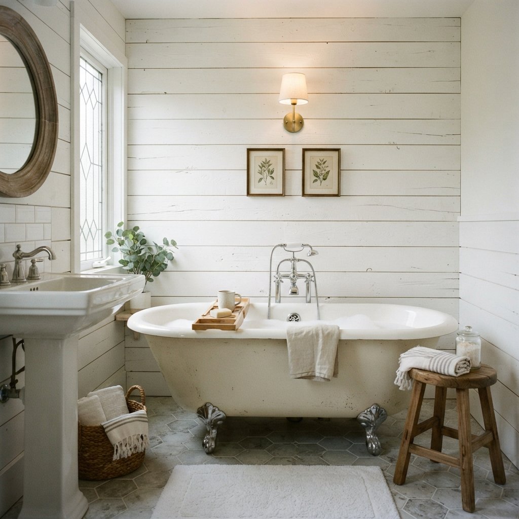 30 Stunning White Bathroom Ideas That Create a Bright & Luxurious Space 11 Shiplap White Bathroom Ideas