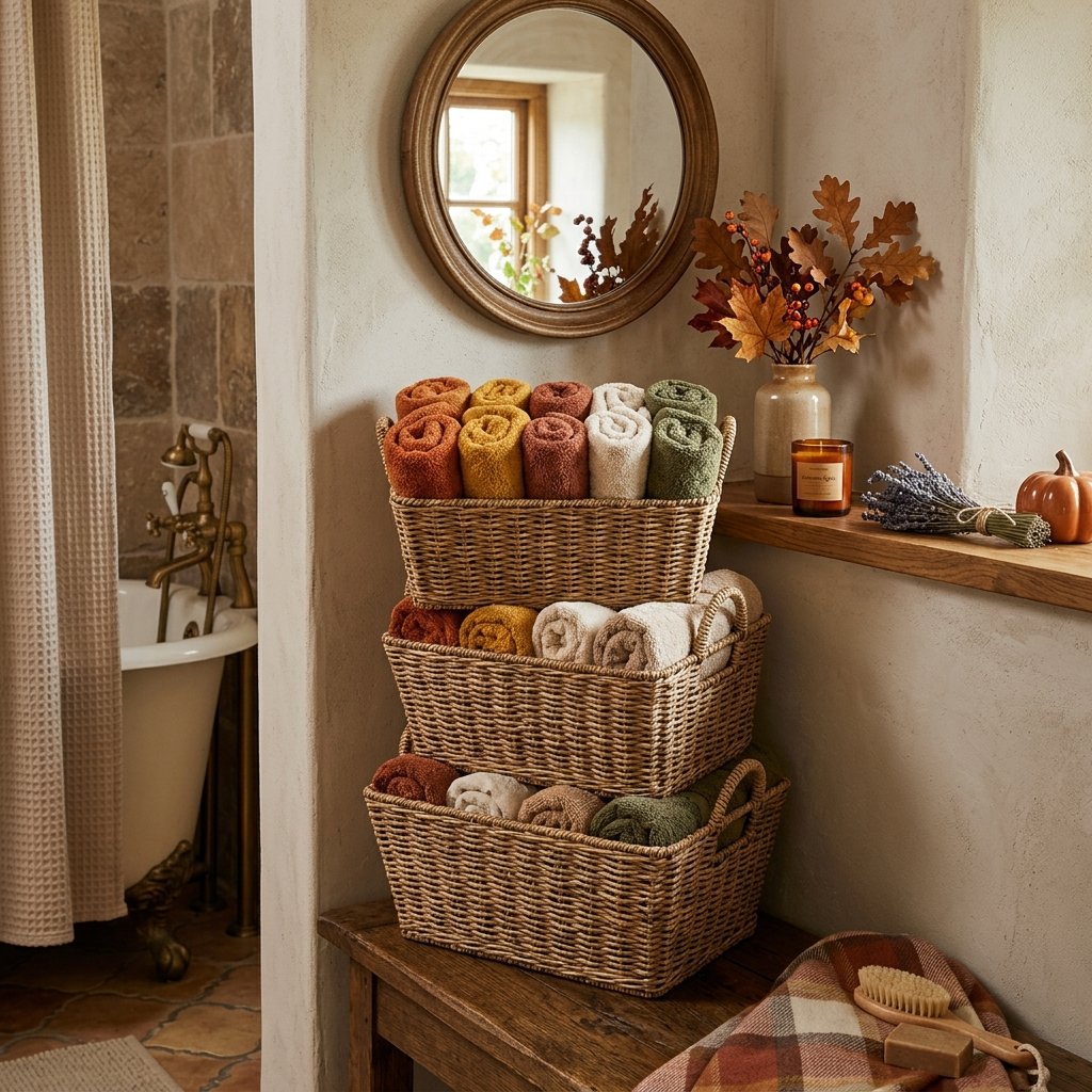 30 Fall Bathroom Decor Ideas: Cozy, Creative & Pinterest Worthy 7 Wicker Basket Storage Ideas