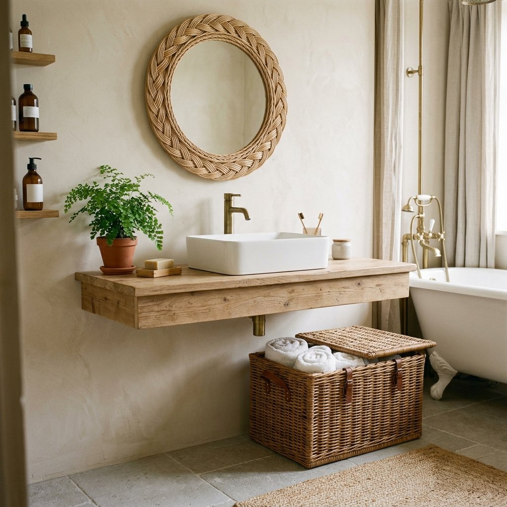 Fall Bathroom Bloxburg Ideas: 30 Cozy Autumn Inspiration Picks 15 Wicker and Rattan Accent Ideas