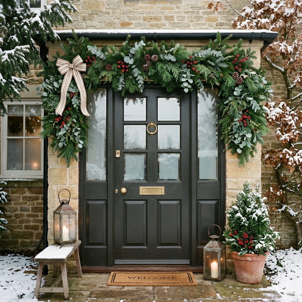 30 Modern Front Porch Christmas Decor Ideas: to Elevate Your Holiday Home 6 Winter Greenery Swag Ideas