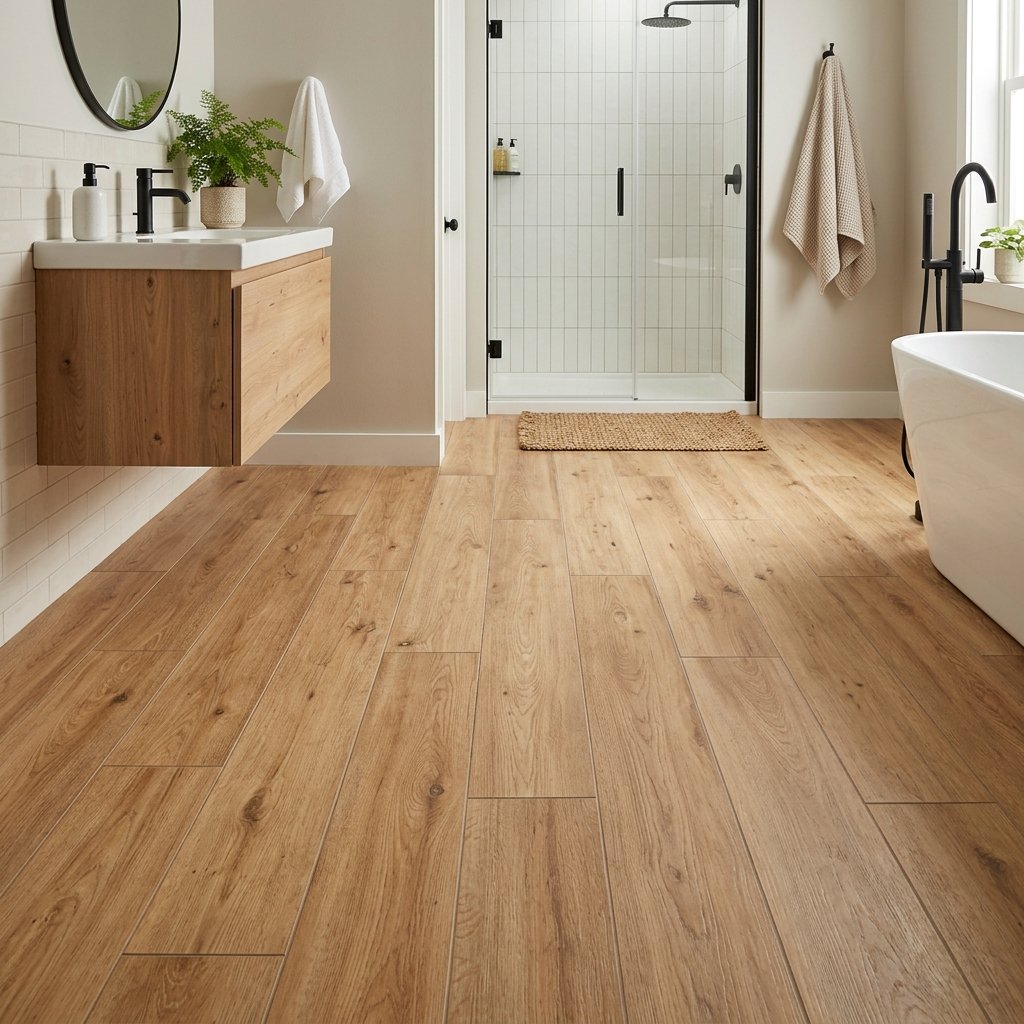 30 Bathroom Flooring Ideas That Bring Fresh Life to Any Space 7 Wood Look Tile Bathroom Flooring Ideas