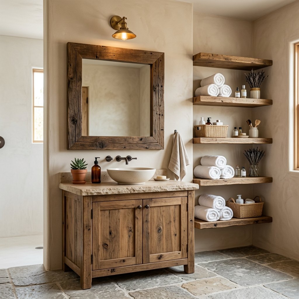 Fall Bathroom Bloxburg Ideas: 30 Cozy Autumn Inspiration Picks 3 Rustic Wood Accent Bathroom Ideas