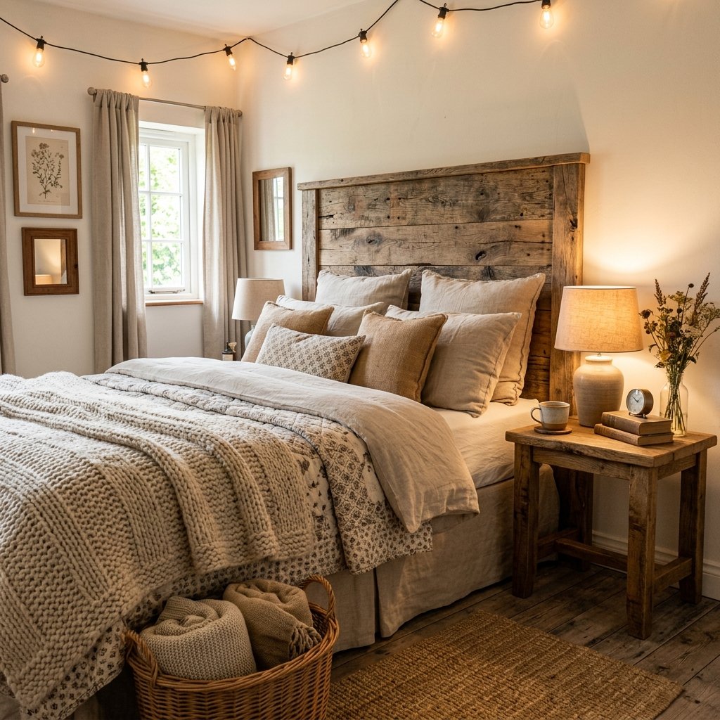 30 Aesthetic Fall Bedroom Ideas for a Cozy Autumn Vibe 3 Rustic Wood Accent Ideas