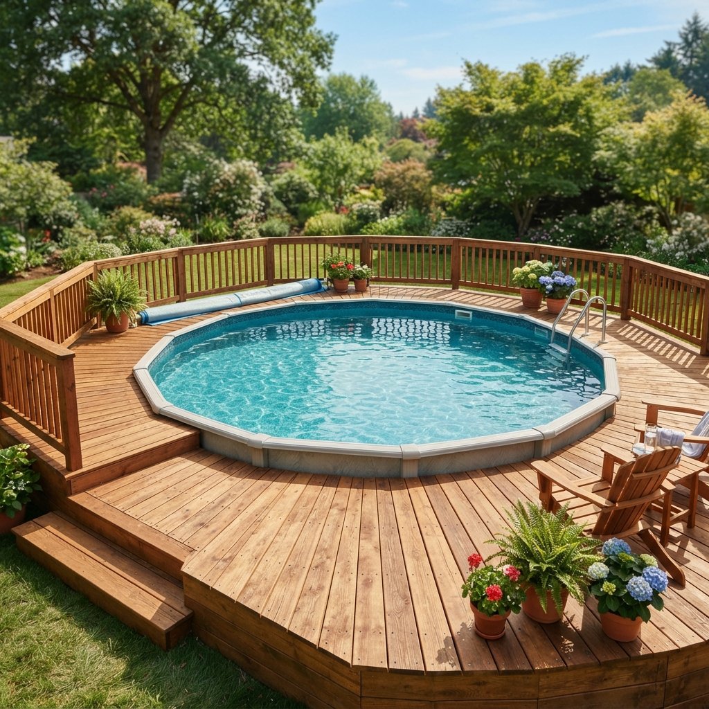 30 Above Ground Pool Deck Ideas to Transform Your Backyard 6 Wood Above Ground Pool Deck Ideas