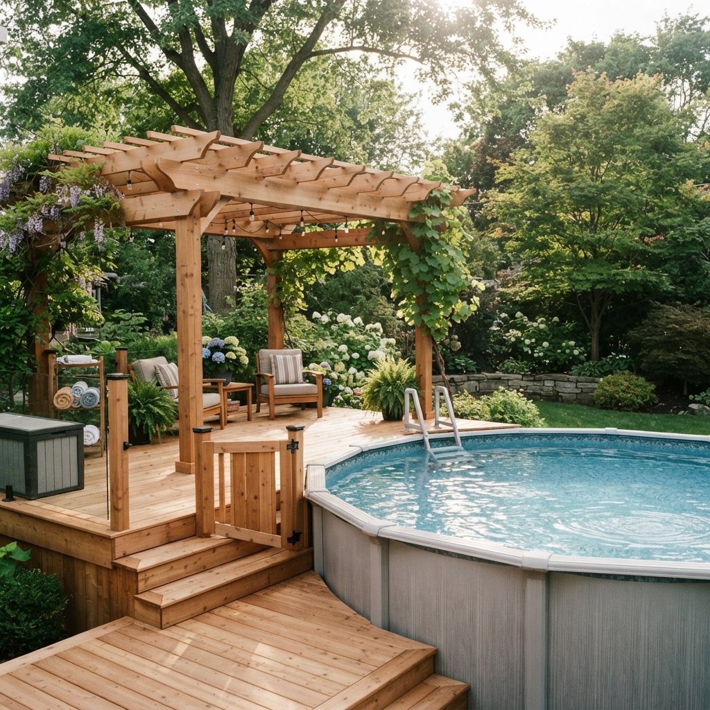 30 Above Ground Pool Deck Ideas to Transform Your Backyard 16 Deck with Pergola Ideas