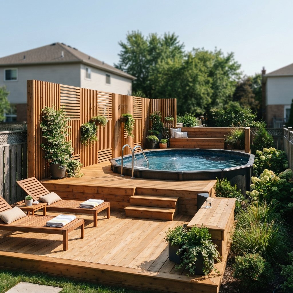 30 Above Ground Pool Deck Ideas to Transform Your Backyard 25 Deck with Privacy Screen Ideas