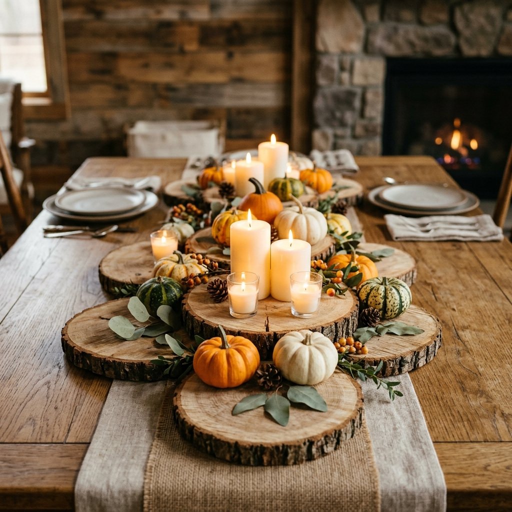 30 Fall Kitchen Table Decor Ideas: You'll Want to Copy 18 Wood Slice Centerpiece Ideas