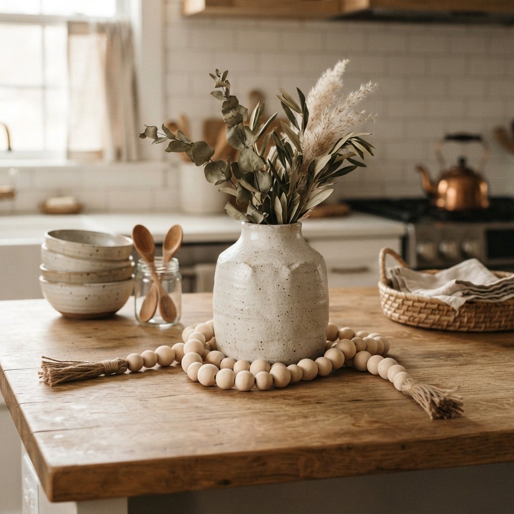 30 Fall Kitchen Island Decor Ideas: To Warm Up Your Home This Season 22 Wooden Bead Garland Ideas