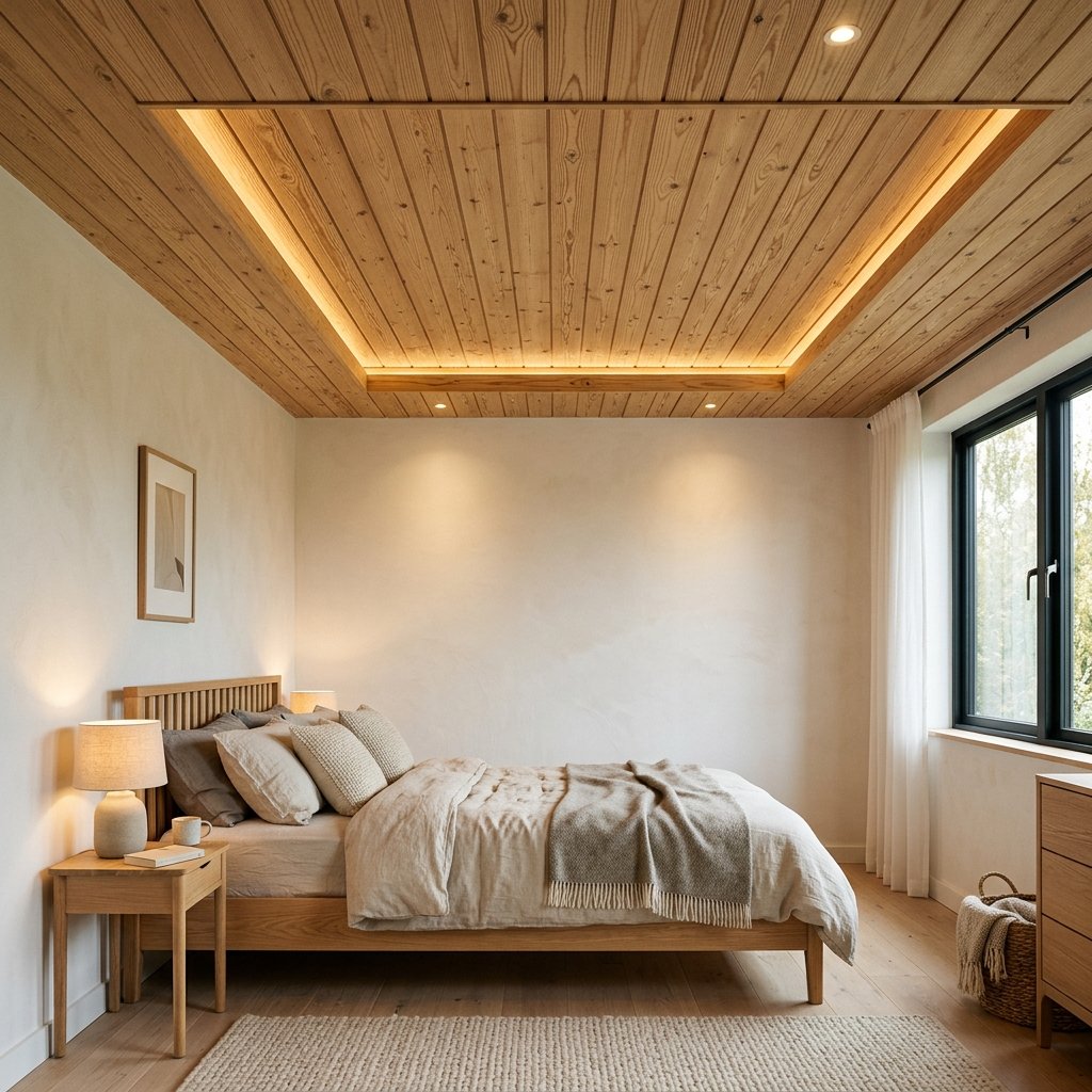 30 Bedroom Fall Ceiling Designs Ideas: for Modern and Cozy Spaces 5 Wooden Panel Fall Ceiling Ideas