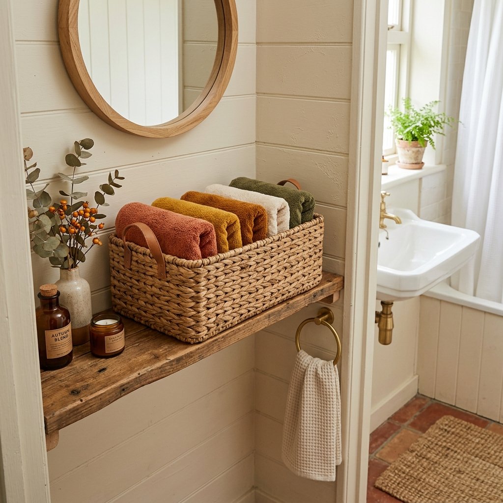 30 Fall Bathroom Decor Ideas Small Bathroom, Big Fall Vibes 8 Woven Basket Storage Ideas