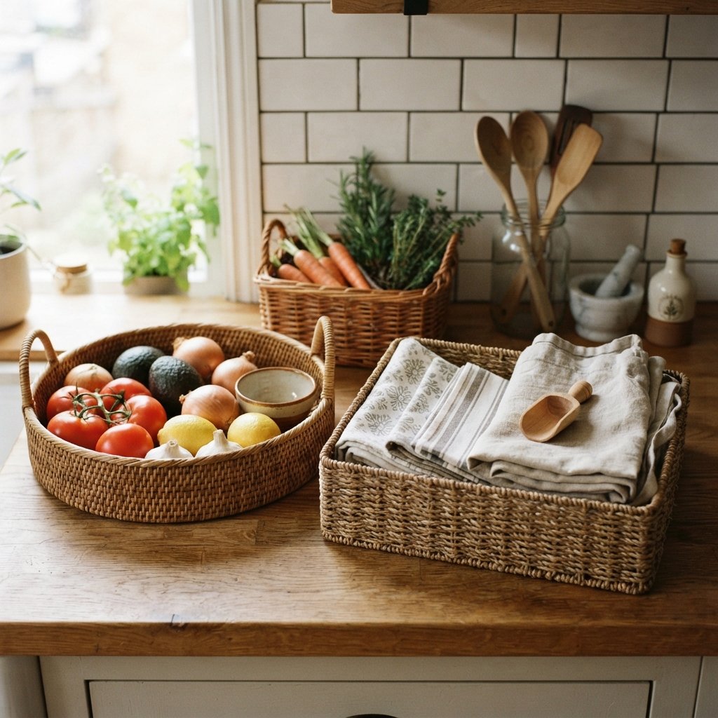 30 Fall Kitchen Ideas: To Warm Up Your Space This Season 21 Woven Basket Storage Ideas