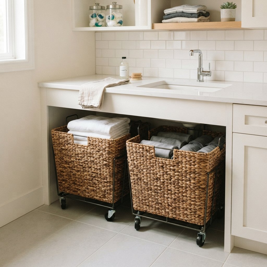 30 Tiny Laundry Room Ideas: That Prove Small Spaces Can Shine 10 Under Counter Basket Tiny Laundry Idea
