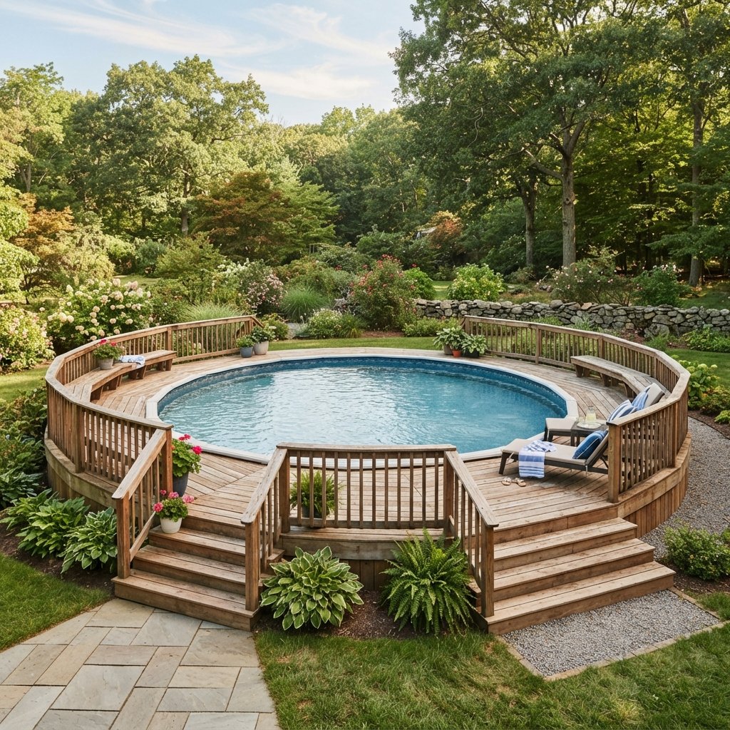 30 Above Ground Pool Deck Ideas to Transform Your Backyard 2 Wraparound Above Ground Pool Deck Ideas