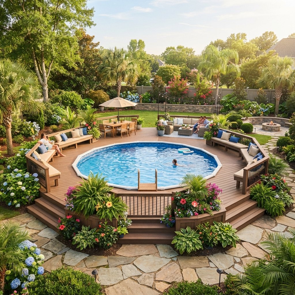 30 Above Ground Pool Deck Ideas to Transform Your Backyard 10 Full Wraparound Deck Ideas