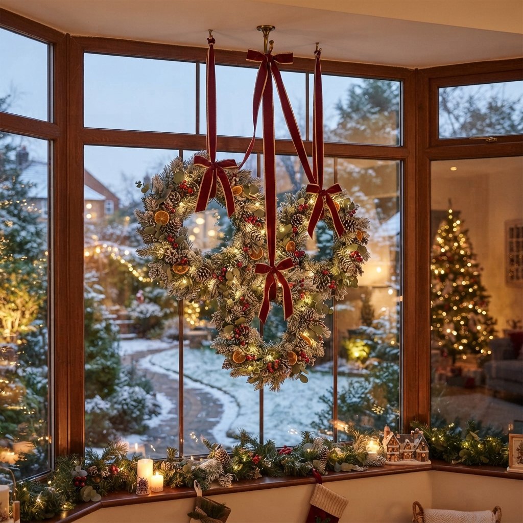 Wreath Cluster Window Christmas Decor Ideas