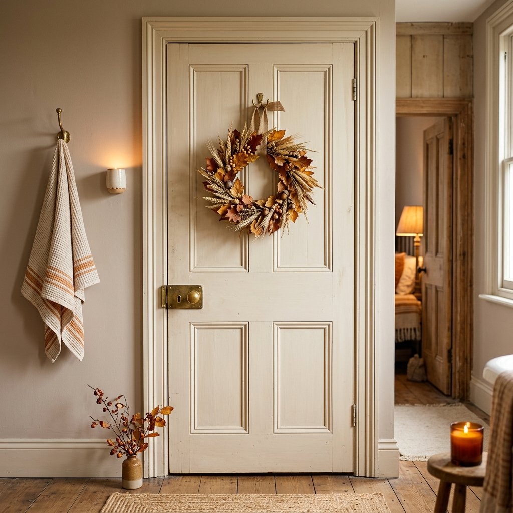 30 Fall Themed Bathroom Ideas: A Complete Guide to Cozy Autumn Style 14 Fall Wreath Bathroom Door Ideas
