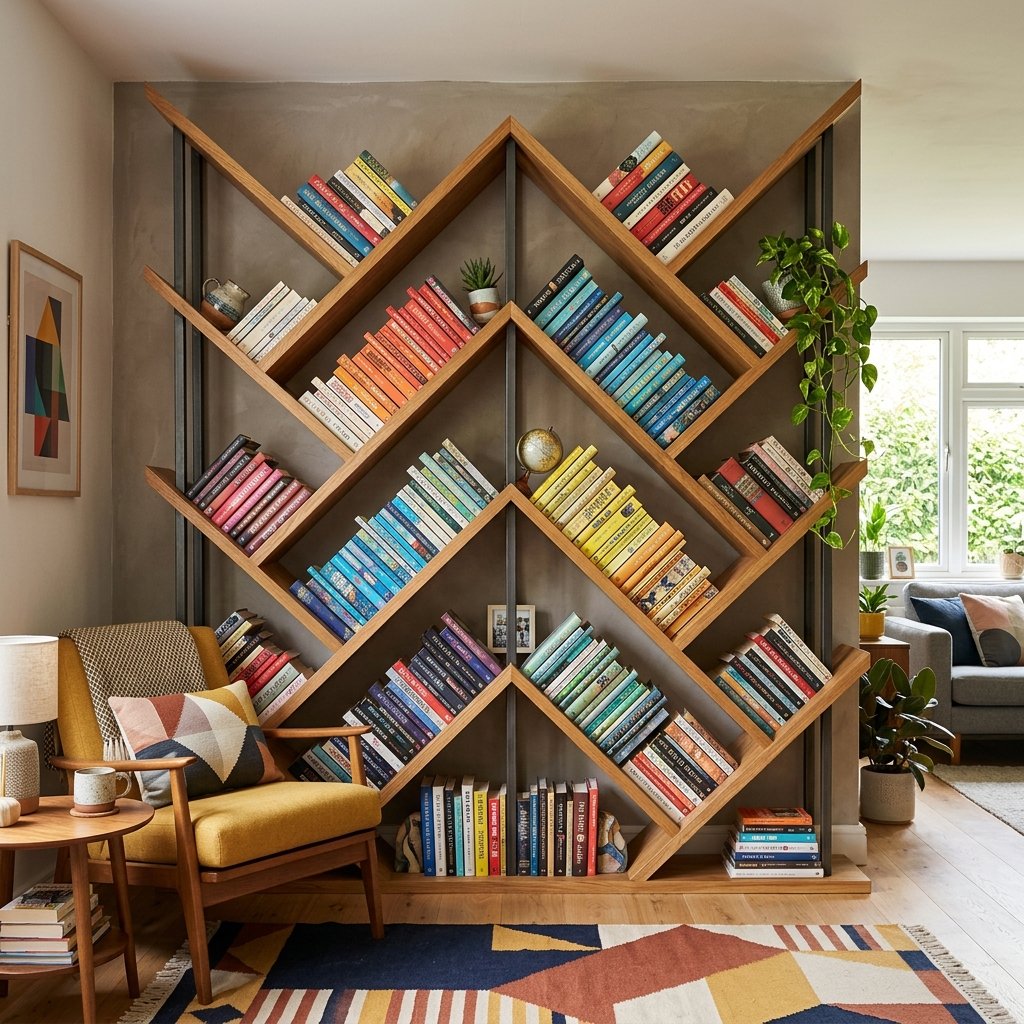 30 Bookshelf Ideas to Transform Any Room 21 Zigzag Bookshelf Ideas