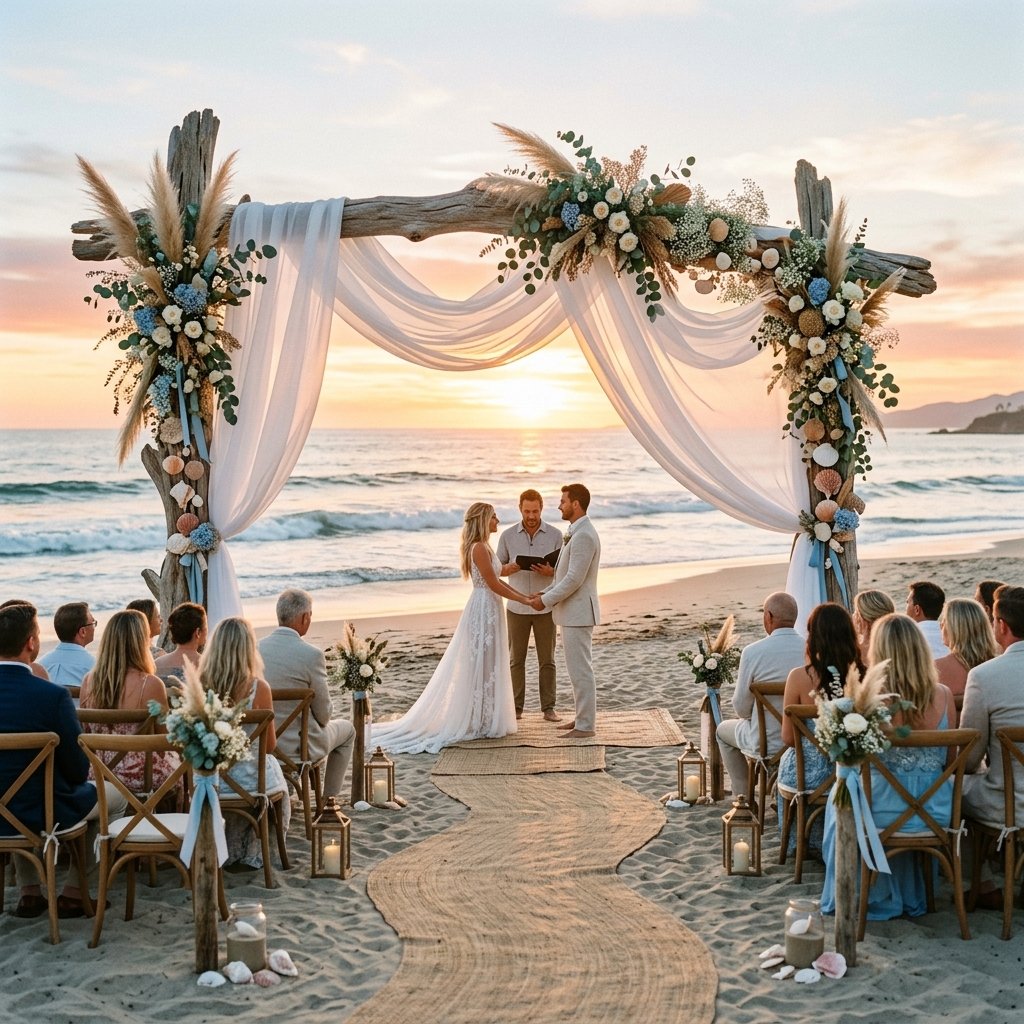 30 Gorgeous Wedding Decorations Ideas for Every Style & Season 9 Beachfront wedding ceremony at s… 202608190956