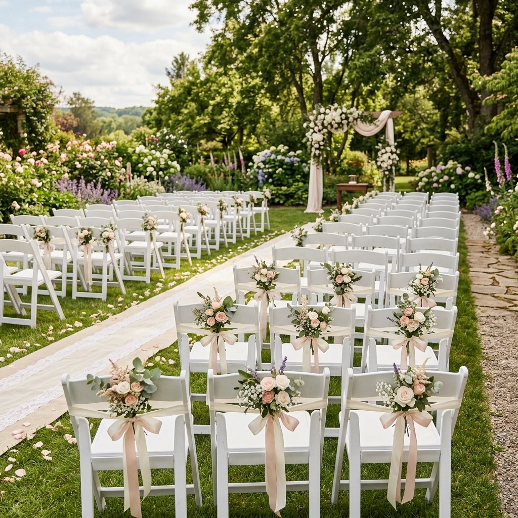 30 Gorgeous Wedding Decorations Ideas for Every Style & Season 22 Decorated wedding ceremony chair… 202608191002