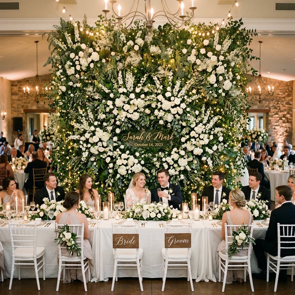 30 Gorgeous Wedding Decorations Ideas for Every Style & Season 16 Floral wall wedding backdrop 202608190959