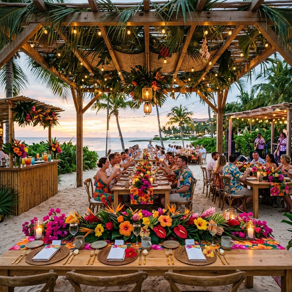 30 Gorgeous Wedding Decorations Ideas for Every Style & Season 29 Vibrant tropical wedding reception 202608191005 1