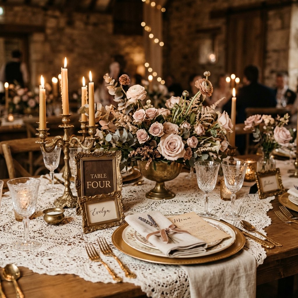 30 Gorgeous Wedding Decorations Ideas for Every Style & Season 8 Vintage wedding table setting 202608190956