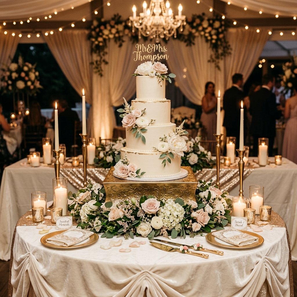 30 Gorgeous Wedding Decorations Ideas for Every Style & Season 19 Wedding cake table styled with 202608191001