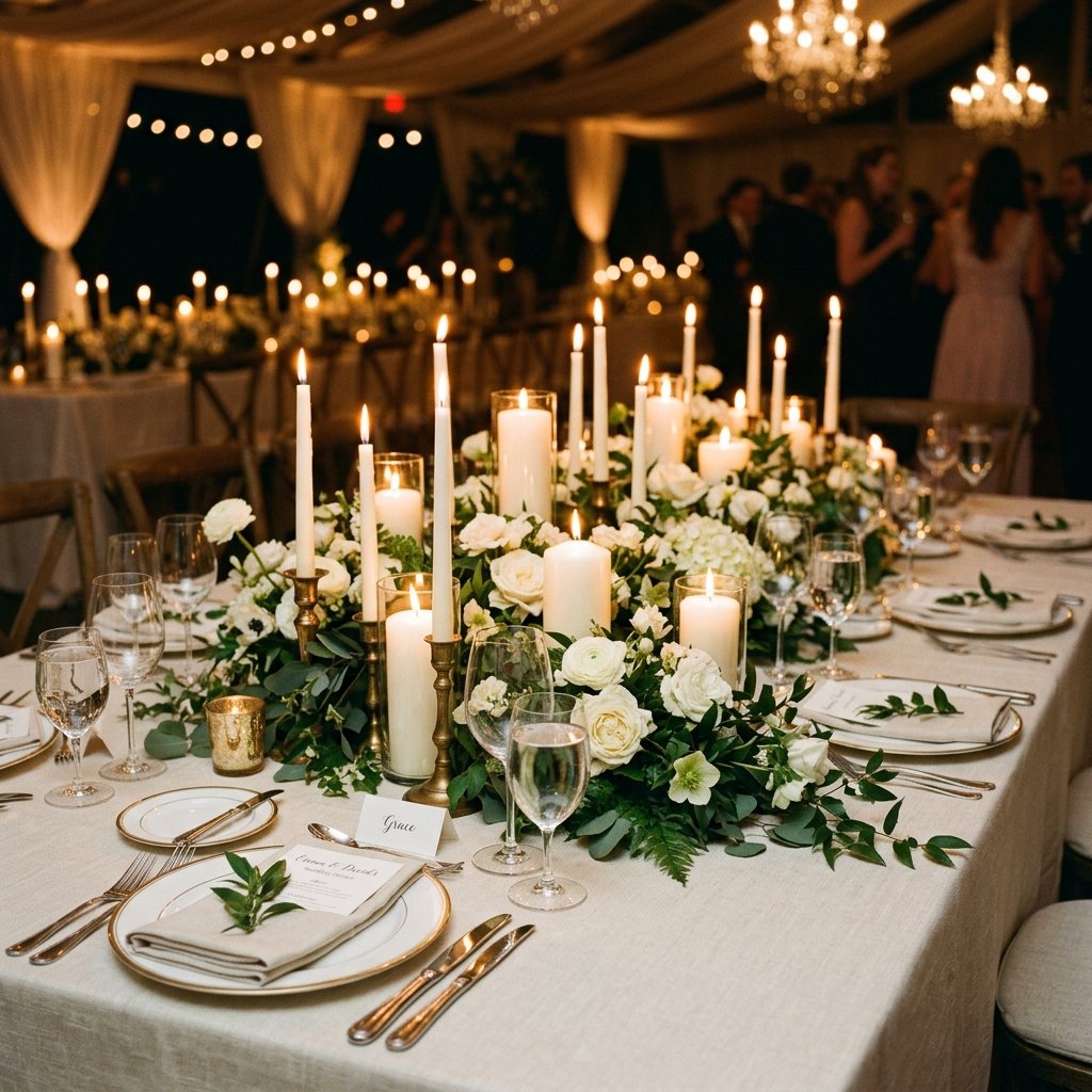30 Gorgeous Wedding Decorations Ideas for Every Style & Season 5 Wedding reception table with can… 202608190954