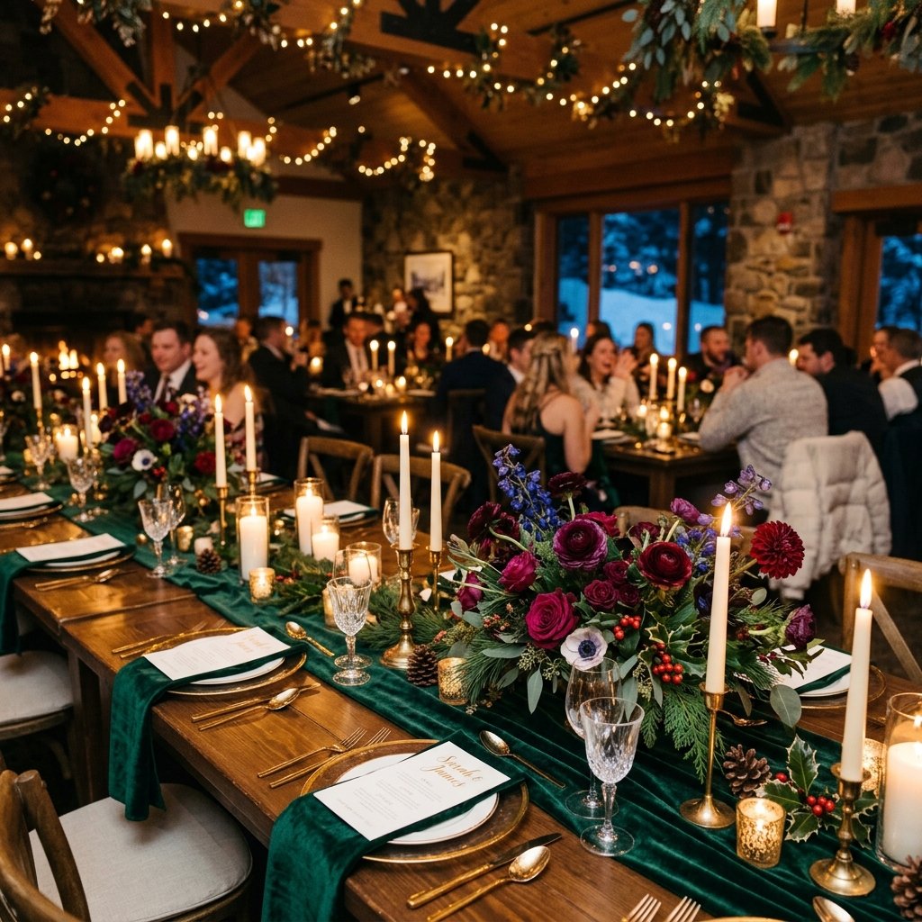 30 Gorgeous Wedding Decorations Ideas for Every Style & Season 27 Winter wedding reception with fl… 202608191004 1